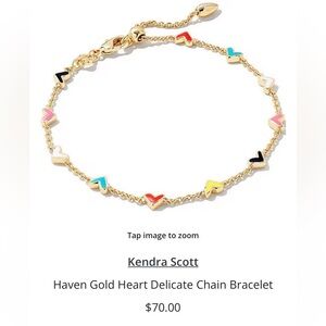 Kendra Scott Gold Bracelet with Multicolor Enamel Hearts